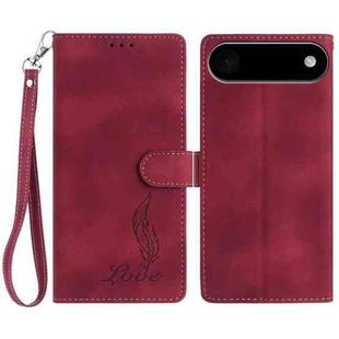 For iPhone 17 Air Skin Feel Embossed Feather Leather Phone Case(Red)