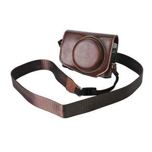 For Canon G7 X Mark III / G7X3 Retro Pull Up Leather Full Body Camera Case Bag with Strap(Coffee)