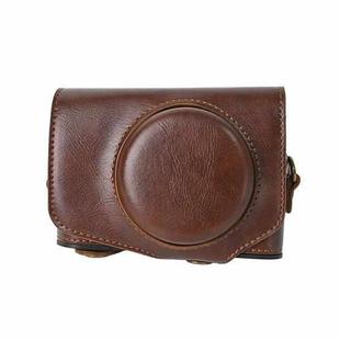 For Canon PowerShot SX740 HS Retro Pull Up Leather Full Body Camera Case Bag with Strap(Coffee)