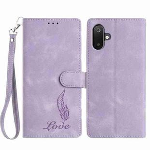 For Samsung Galaxy F06 5G Skin Feel Embossed Feather Leather Phone Case(Purple)