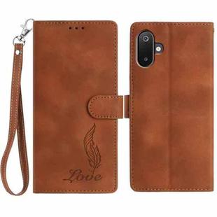For Samsung Galaxy F06 5G Skin Feel Embossed Feather Leather Phone Case(Brown)