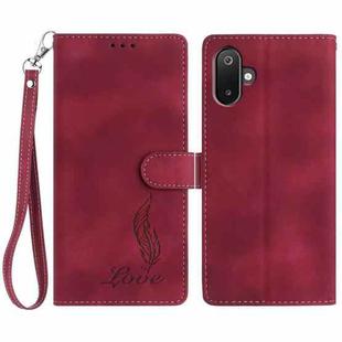 For Samsung Galaxy F06 5G Skin Feel Embossed Feather Leather Phone Case(Red)
