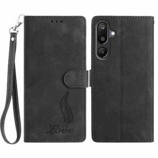 For Samsung Galaxy F16 5G Skin Feel Embossed Feather Leather Phone Case(Black)