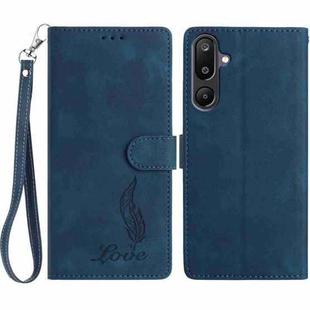 For Samsung Galaxy F16 5G Skin Feel Embossed Feather Leather Phone Case(Dark Blue)