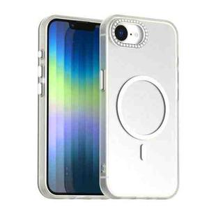 For iPhone 16e Candy Diamond Magsafe Frosted PC Hybrid TPU Phone Case(White)
