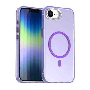 For iPhone 16e Candy Diamond Magsafe Frosted PC Hybrid TPU Phone Case(Purple)