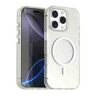 For iPhone 16 Pro Candy Diamond Magsafe Frosted PC Hybrid TPU Phone Case(White)