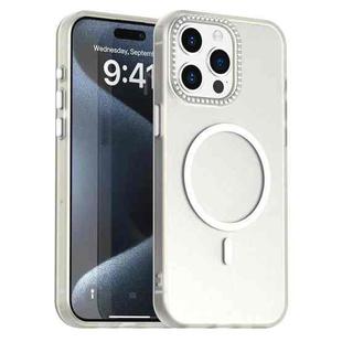 For iPhone 15 Pro Candy Diamond Magsafe Frosted PC Hybrid TPU Phone Case(White)