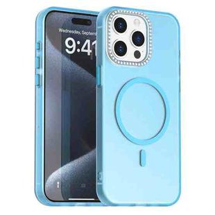 For iPhone 15 Pro Candy Diamond Magsafe Frosted PC Hybrid TPU Phone Case(Blue)