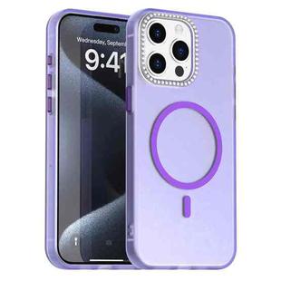 For iPhone 15 Pro Candy Diamond Magsafe Frosted PC Hybrid TPU Phone Case(Purple)