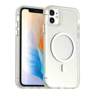 For iPhone 11 Candy Diamond Magsafe Frosted PC Hybrid TPU Phone Case(White)