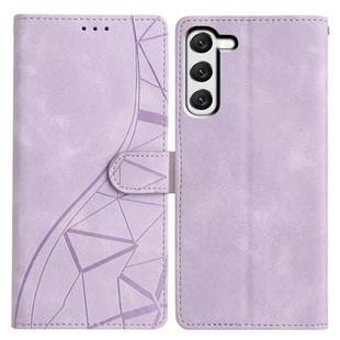 For Samsung Galaxy S23 5G Triangles Embossed Leather Phone Case(Purple)