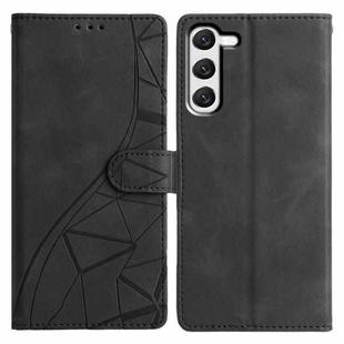 For Samsung Galaxy S23 5G Triangles Embossed Leather Phone Case(Black)