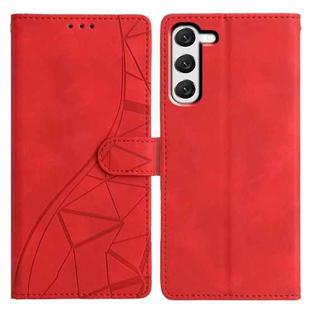 For Samsung Galaxy S23 5G Triangles Embossed Leather Phone Case(Red)