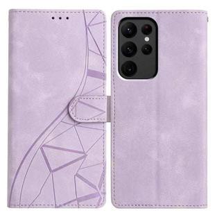 For Samsung Galaxy S23 Ultra 5G Triangles Embossed Leather Phone Case(Purple)