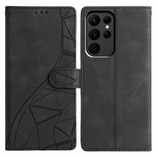 For Samsung Galaxy S23 Ultra 5G Triangles Embossed Leather Phone Case(Black)