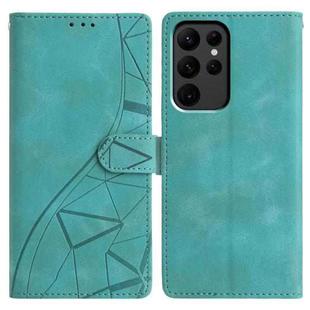 For Samsung Galaxy S23 Ultra 5G Triangles Embossed Leather Phone Case(Green)