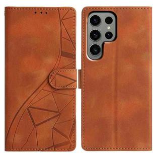 For Samsung Galaxy S25 Ultra 5G Triangles Embossed Leather Phone Case(Brown)