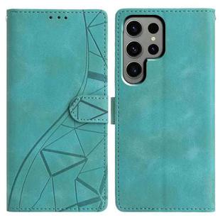 For Samsung Galaxy S25 Ultra 5G Triangles Embossed Leather Phone Case(Green)