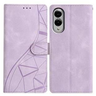 For Samsung Galaxy S25 Edge 5G Triangles Embossed Leather Phone Case(Purple)