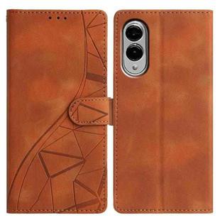 For Samsung Galaxy S25 Edge 5G Triangles Embossed Leather Phone Case(Brown)