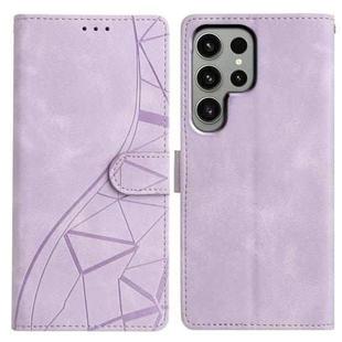 For Samsung Galaxy S24 Ultra 5G Triangles Embossed Leather Phone Case(Purple)