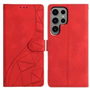 For Samsung Galaxy S22 Ultra 5G Triangles Embossed Leather Phone Case(Red)