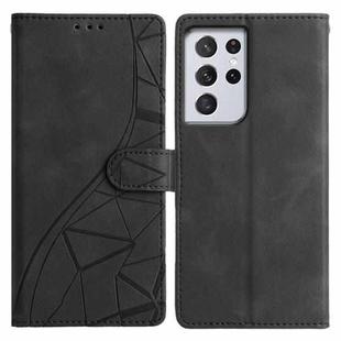 For Samsung Galaxy S21 Ultra 5G Triangles Embossed Leather Phone Case(Black)