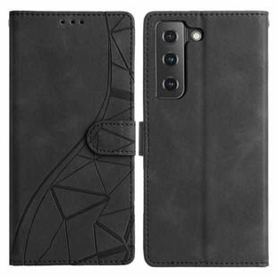 For Samsung Galaxy S21 5G Triangles Embossed Leather Phone Case(Black)
