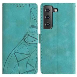 For Samsung Galaxy S22+ 5G Triangles Embossed Leather Phone Case(Green)