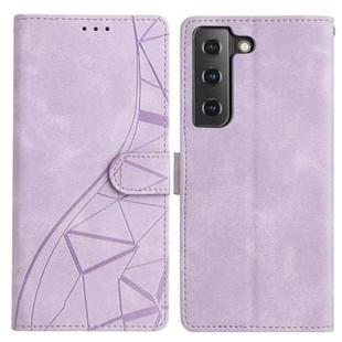 For Samsung Galaxy S21 FE 5G Triangles Embossed Leather Phone Case(Purple)