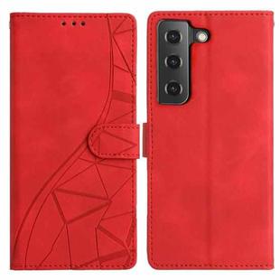 For Samsung Galaxy S21 FE 5G Triangles Embossed Leather Phone Case(Red)