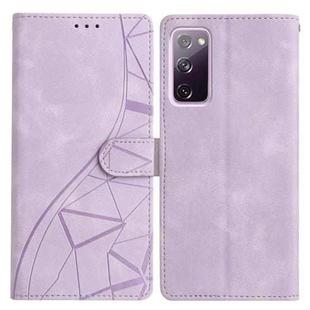 For Samsung Galaxy S20 FE Triangles Embossed Leather Phone Case(Purple)