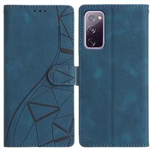 For Samsung Galaxy S20 FE Triangles Embossed Leather Phone Case(Blue)