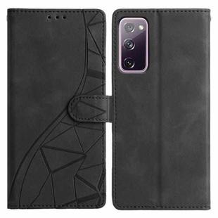 For Samsung Galaxy S20 FE Triangles Embossed Leather Phone Case(Black)