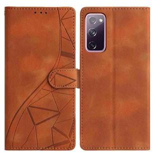 For Samsung Galaxy S20 FE Triangles Embossed Leather Phone Case(Brown)