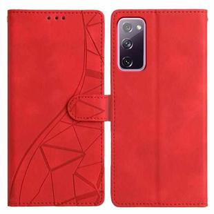For Samsung Galaxy S20 FE Triangles Embossed Leather Phone Case(Red)