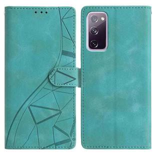 For Samsung Galaxy S20 FE Triangles Embossed Leather Phone Case(Green)
