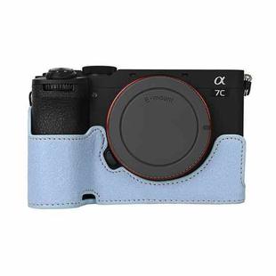 For Sony ILCE-7CM2 / Alpha 7C II Litchi Texture PU Leather Camera Half Case Base(Blue)