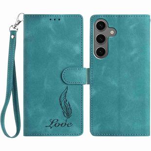 For Samsung Galaxy S23 FE 5G Skin Feel Embossed Feather Leather Phone Case(Green)