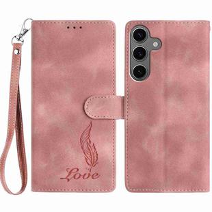 For Samsung Galaxy S23 FE 5G Skin Feel Embossed Feather Leather Phone Case(Pink)