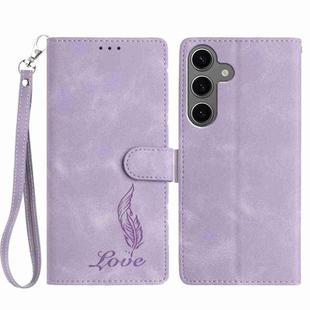 For Samsung Galaxy S23 FE 5G Skin Feel Embossed Feather Leather Phone Case(Purple)
