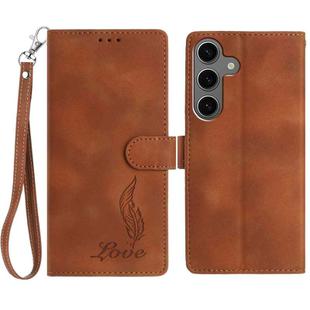 For Samsung Galaxy S23 FE 5G Skin Feel Embossed Feather Leather Phone Case(Brown)