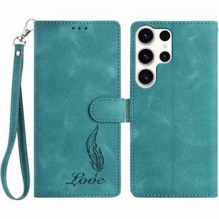For Samsung Galaxy S25 Ultra 5G Skin Feel Embossed Feather Leather Phone Case(Green)