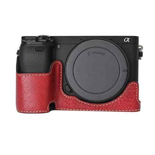 For Sony ILCE-6400 / A6300 / A6200 Litchi Texture PU Leather Camera Half Case Base(Wine Red)
