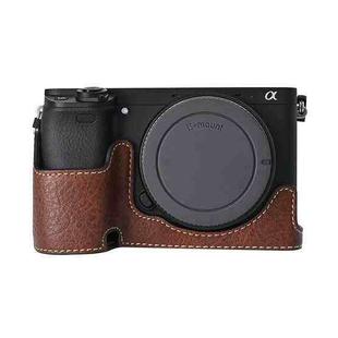 For Sony ILCE-6400 / A6300 / A6200 Litchi Texture PU Leather Camera Half Case Base(Coffee)