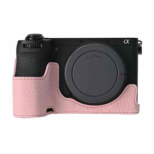 For Sony ILCE-6700 / A6700 Litchi Texture PU Leather Camera Half Case Base(Pink)