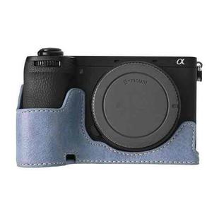 For Sony ILCE-6700 / A6700 Litchi Texture PU Leather Camera Half Case Base(Blue)