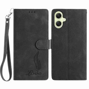 For Samsung Galaxy A06 5G Skin Feel Embossed Feather Leather Phone Case(Black)