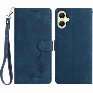 For Samsung Galaxy A06 5G Skin Feel Embossed Feather Leather Phone Case(Dark Blue)